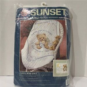 Cross Stitch Kit sunset babyHugs precious keepsake CUDDLY BEAR Crib Quilt #13065